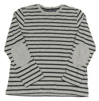 Šedo-tmavošedé pruhované triko Pocopiano