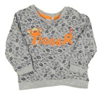 Šedá vzorovaná mikina s nápisem a tygrem zn. Disney