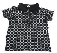 Černo-stříbrné vzorované polo tričko River Island
