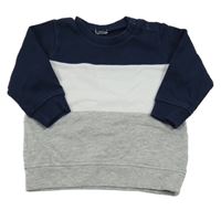 Tmavomodro-bílo-šedá mikina H&M