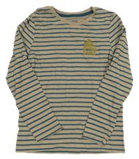 Béžovo-petrolejové pruhované triko Pep&Co