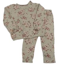 2 set - světlebéžová květovaná mikina + legíny C&A