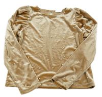 Zlaté sametové triko s perličkami zara