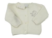 Nové - bílý propínací svetr s obrázkem 