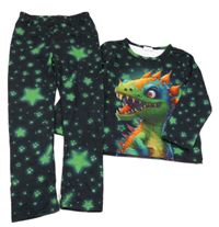 Černo-zelené pyžamo s hvězdami 