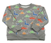 Šedá mikina s barevnými dinosaury 