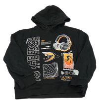 Černá mikina s potiskem a kapucí C&A