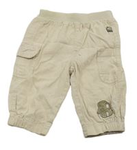 Světlebéžové pruhované lehké kalhoty se slonem 