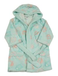 Světlemodrý plyšový župan se sovami a kapucí C&A