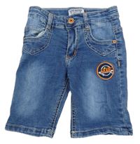 Modré riflové kraťasy s nášivkou 