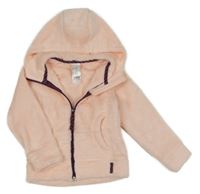 Světlerůžová plyšová propínací mikina s kapucí Decathlon