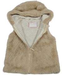 Světlebéžová kožešinová podšitá vesta s kapucí Nutmeg