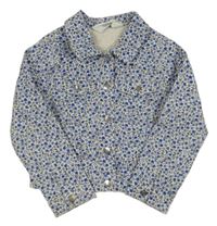 Bílo-modrá květovaná crop riflová bunda H&M