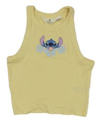 Žlutý žebrovaný crop top se Stitchem H&M
