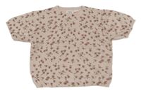 Světlerůžové květované úpletové crop tričko Zara