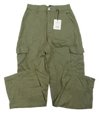Nové - khaki plátěné kalhoty s kapsami New Look