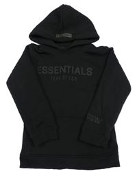 Černá mikina s logem a kapucí Essentials