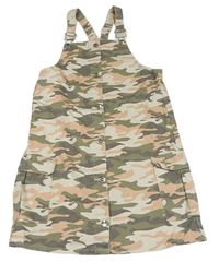 Béžovo-khaki-meruňkové army riflové propínací cargo šaty Matalan