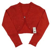 Červené třpytivé svetrové bolerko s flitry Dunnes stores