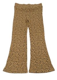 Hnědo-černé žebrované flare legíny s leopardím vzorem George