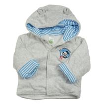 Světlešedá sametová zateplená propínací mikina s dalmatinem a kapucí C&A