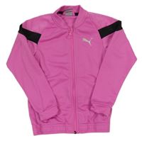Růžovo-černá propínací sportovní mikina s logem Puma