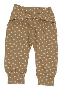 Nové - Hnědé puntíkaté baggy tepláky s mašlí Topomini