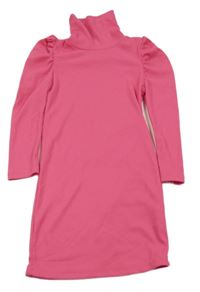 Růžové žebrované šaty s rolákem Shein