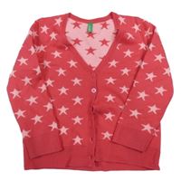 Růžový propínací svetr s duhami Benetton