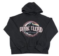 Tmavošedá crop mikina s nápisem a kapucí - Pink Floyd 