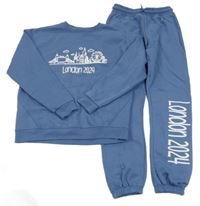 2set - Modrá mikina s potiskem a nápisem + tepláky Primark