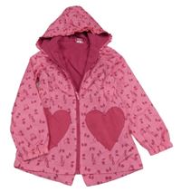 Růžová šusťáková zateplená parka s notami a kapucí Little kids