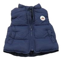 Tmavomodrá šusťáková zateplená vesta s krokodýlem 