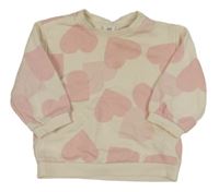 Béžovo-růžová mikina se srdíčky H&M