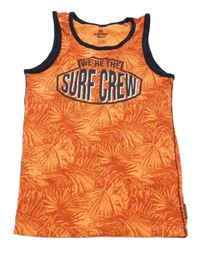 Oranžové tílko s listy a nápisem WE