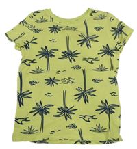 Žluto-tmavomodré tričko s palmami 