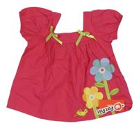 Nové - Fuchsiový plátěný top s květy a mašličkami PatPat 