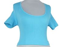 Dámské světlemodré žebrované elastické crop tričko Primark 