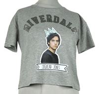 Dámské šedé crop tričko s potiskem Riverdale Primark 
