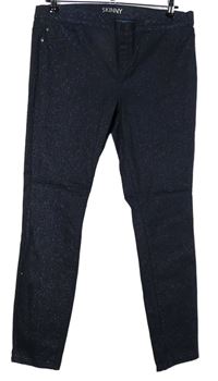 Dámské tmavomodré třpytivé skinny kalhoty George 