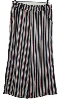 Dámské černo-bílo-oranžové pruhované culottes kalhoty Gina Benotti 