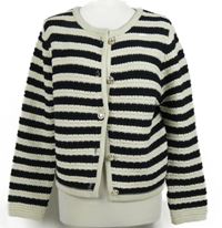 Dámský černo-smetanový pruhovaný propínací svetr Primark 