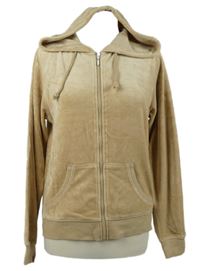 Dámská béžová sametová propínací mikina s kapucí Ethel Austin 