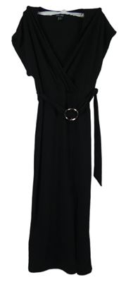 Dámské černé žebrované midi šaty s páskem New Look 