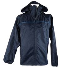 Pánská tmavomodrá šusťáková outdoorová bunda s kapucí Decathlon 