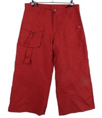 Dámské červené šusťákové capri kalhoty Six2Nine