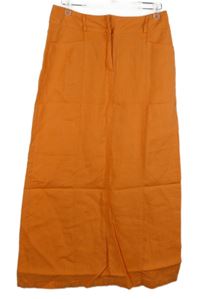 Dámská oranžová lněná midi sukně 