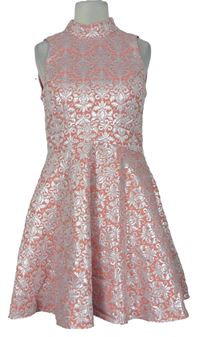 Dámské růžovo-stříbné vzorované šaty Miss Selfridge 