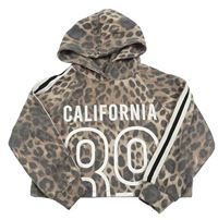 Béžová crop mikina s leopardím vzorem, nápisem a kapucí River Island