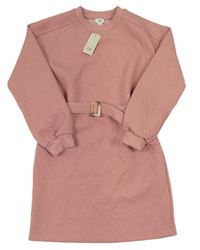 Růžové teplákové šaty s páskem River Island